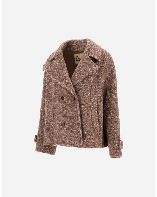 Herno Brown Baby Alpaca And Wool-Blend Peacoat