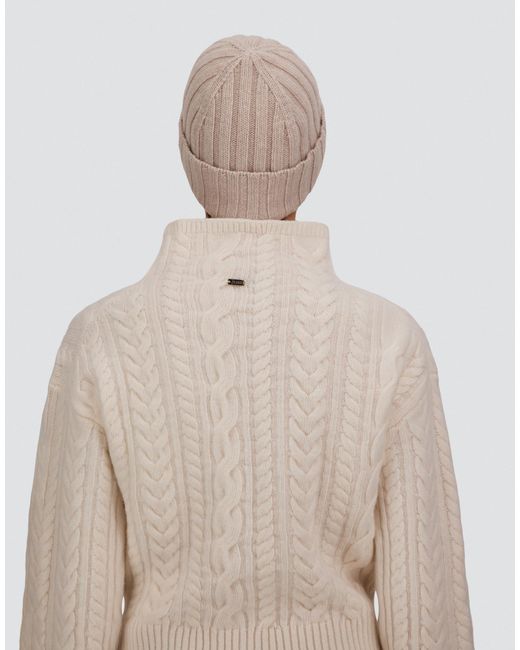 Herno White Ribbed Wool Beanie