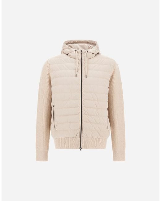 Herno Natural Resort Cob Carded Wool And Suede Effect Hoodie for men