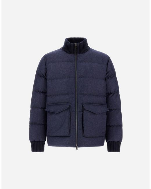 Herno Blue Bómber De Wool Cashmere Glen Check for men