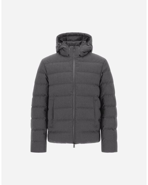 Herno Gray Flannel Jacket With Water-Repellent Coating for men