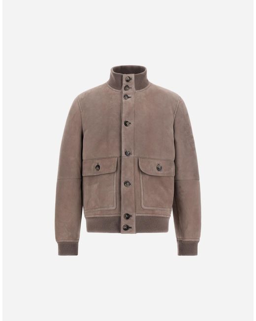 Herno Brown Shearling Jacket for men
