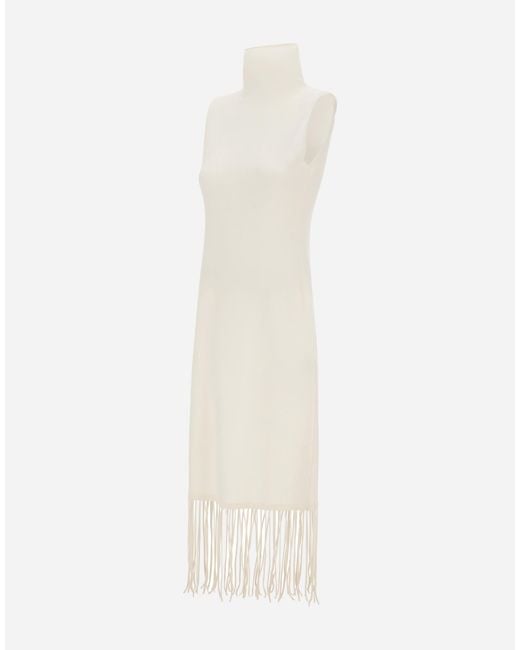 Herno White Wool And Cashmere Stocking-Stitch Dress
