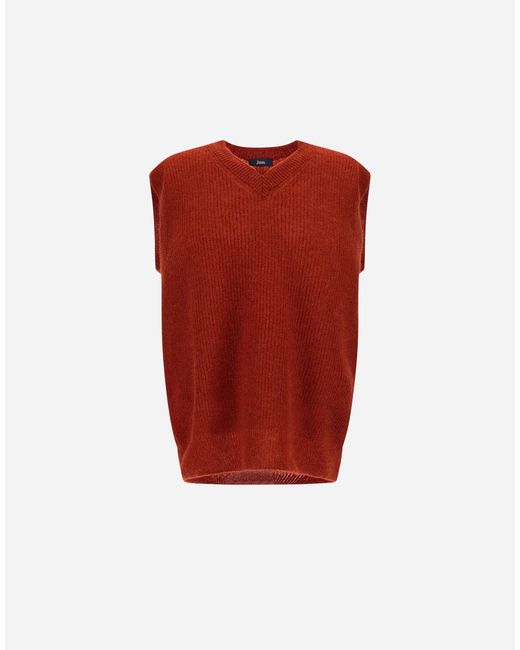 Herno Red Cob Stitch Alpaca Wool Vest for men