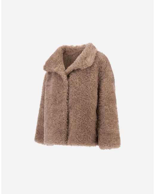 Herno Brown Curly-Effect Fur-Touch Short Jacket