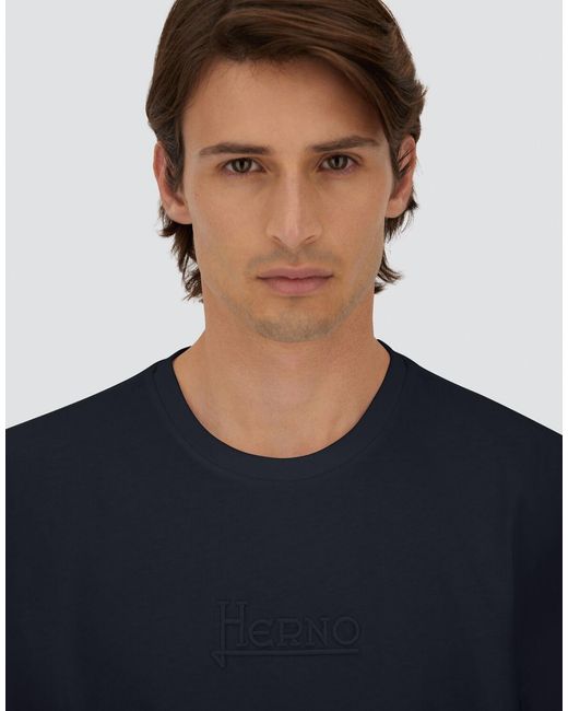 Herno Blue Compact Jersey T-Shirt for men