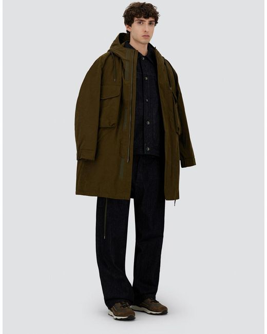 Herno Green Waxed Tech Cotton Long Parka for men