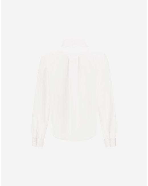 Herno White Cotton Poplin Shirt With Bow