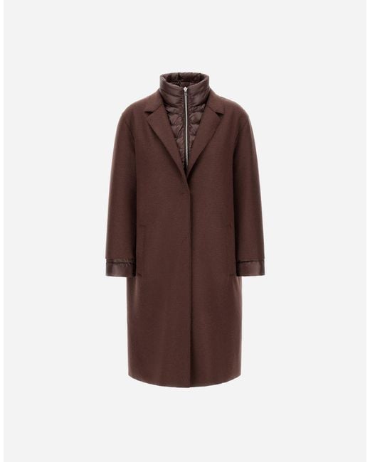 Herno Brown Resort Felted Wool And Nylon Ultralight Coat
