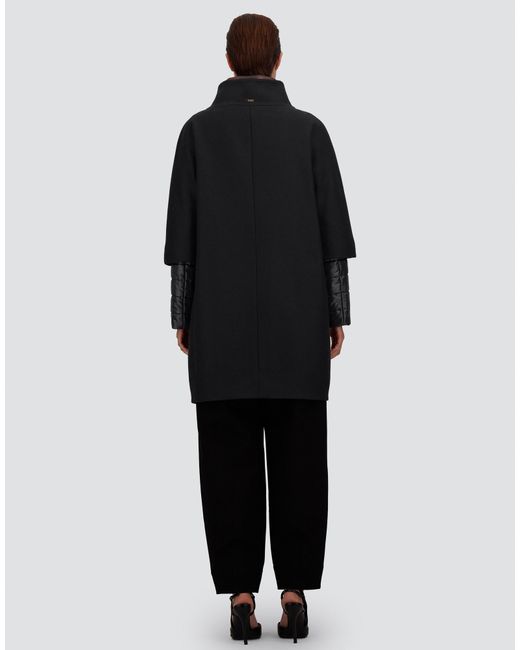 Herno Black Ecowool And Nylon Ultralight Coat