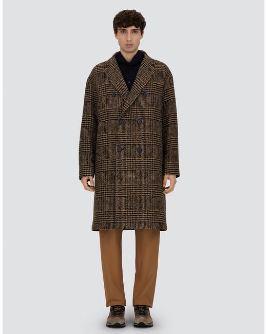 Herno Brown Prince Of Wales Coat for men