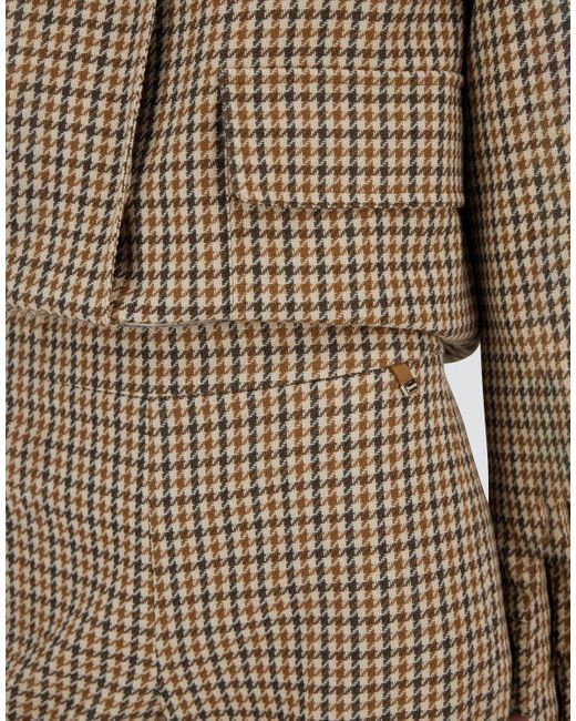 Herno Natural Wool Cotton Pied De Poule Trousers