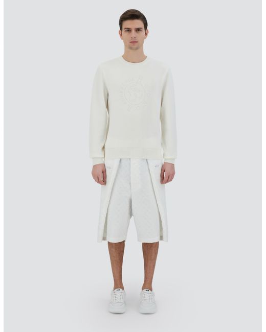 Herno White Globe Sweater In Photocromatic Knit