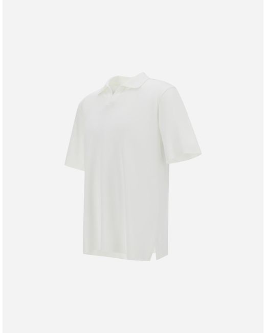 Herno White Jersey Knit Effect Polo Shirt for men