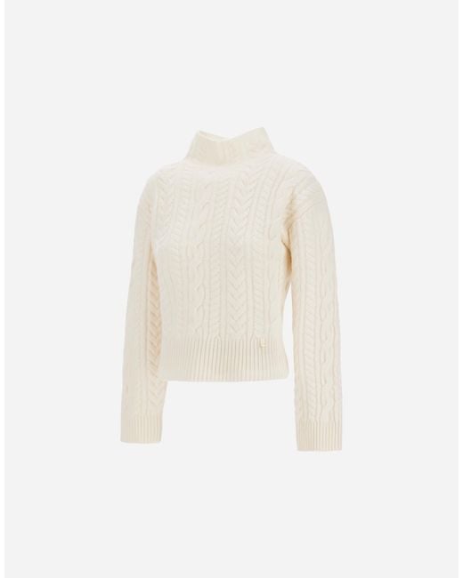 Herno White Cable-Knit Wool Jumper