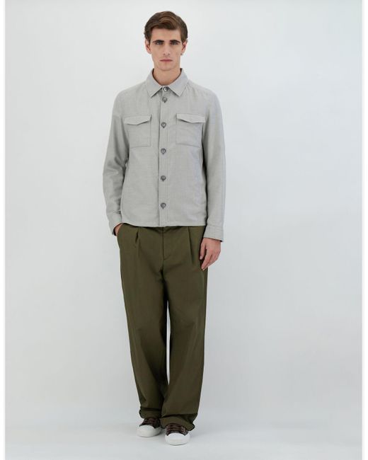 Herno Gray Cotton Cashmere Rain Shirt for men