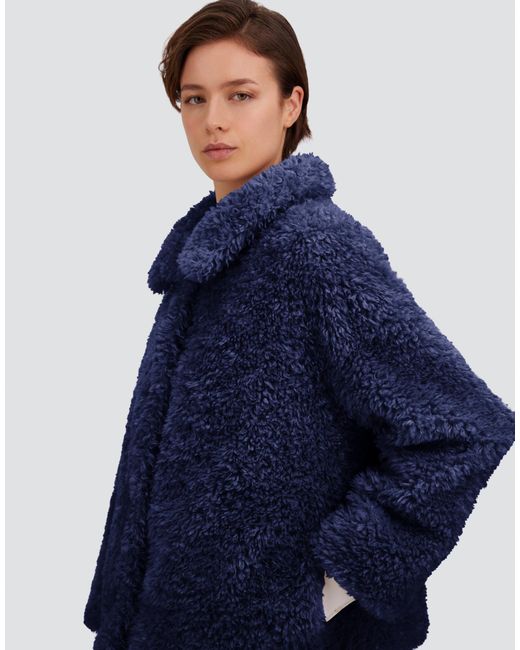Herno Blue Curly-Effect Fur-Touch Short Jacket