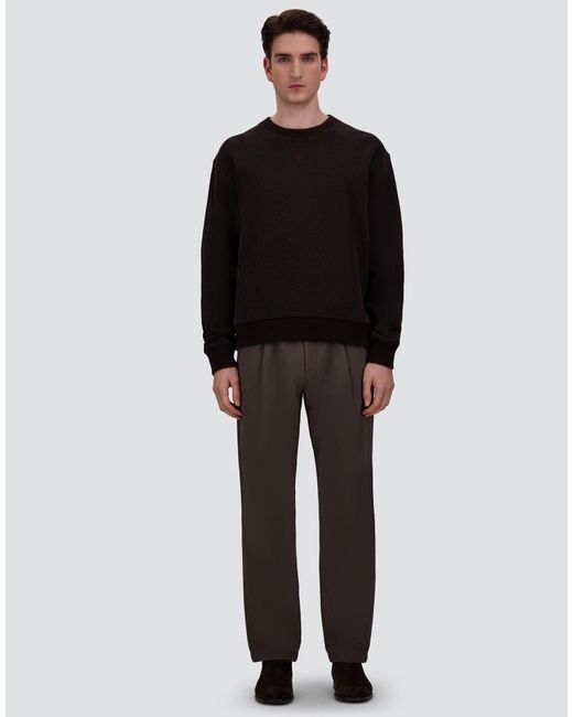 Herno Black Cotton And Wool Crew-Neck Sweatshirt for men