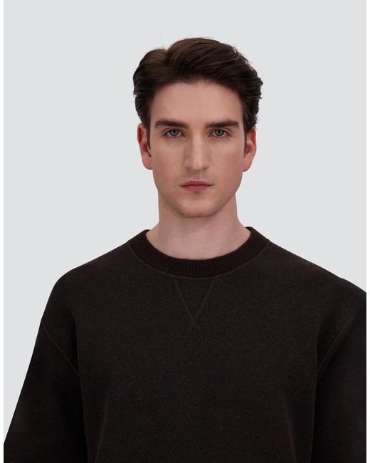 Herno Black Cotton And Wool Crew-Neck Sweatshirt for men