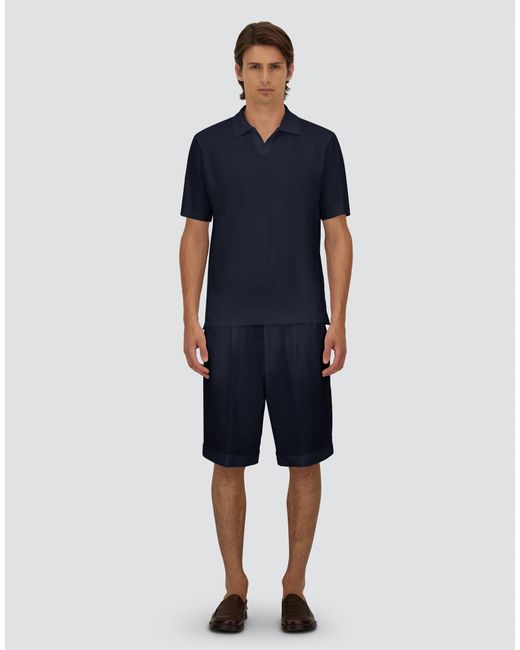 Herno Blue Jersey Knit Effect Polo Shirt for men