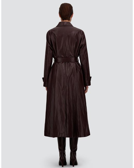 Herno Brown Leather-Effect Trench Coat
