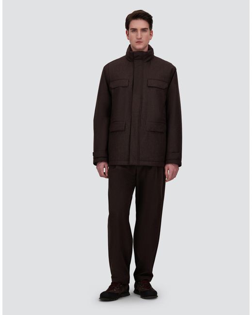 Herno Brown Flannel Field Jacket With Waterproof Membrane for men