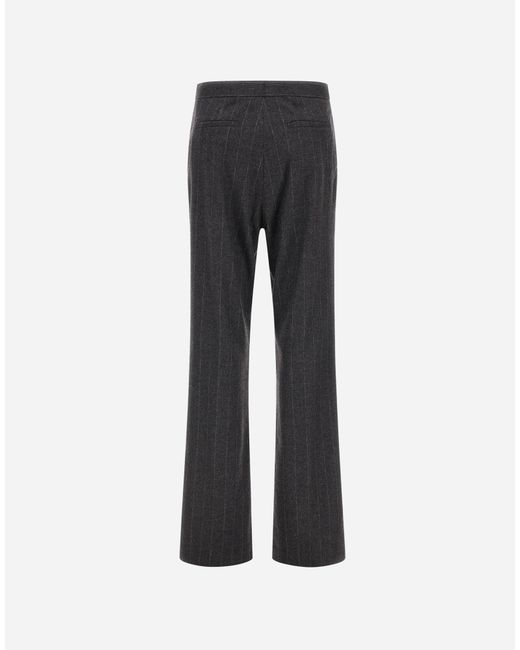 Herno Gray Pinstriped Stretch Wool Trousers