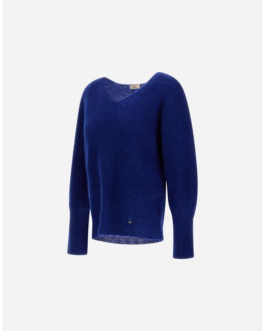 Herno Blue Alpaca And Wool Stocking-Stitch Jumper