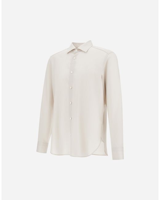 Herno White Lightweight Wool And Cashmere Fabric Shirt for men