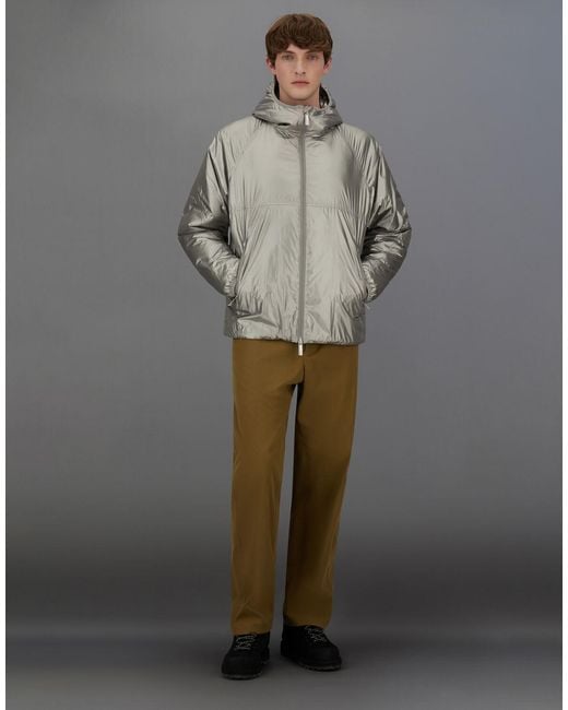 Herno Gray Laminar Metallic Shield Hooded Jacket