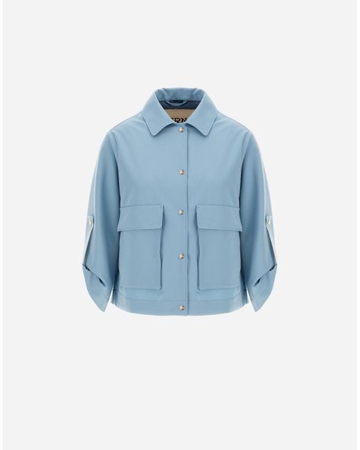 Herno Blue Chaqueta Camisera De Viscose Effect