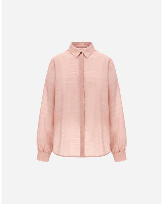 Herno Pink Striped Silk Jacquard Shirt