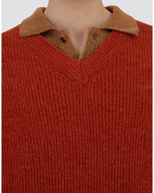 Herno Red Cob Stitch Alpaca Wool Vest for men