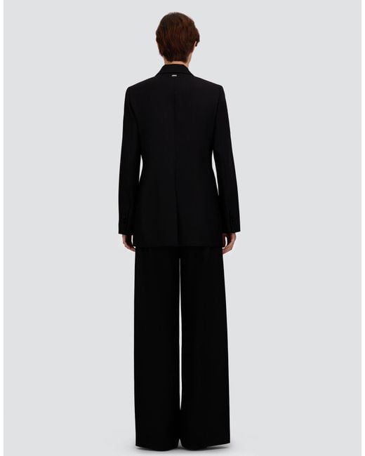 Herno Black Stretch Wool Gabardine And Satin Blazer