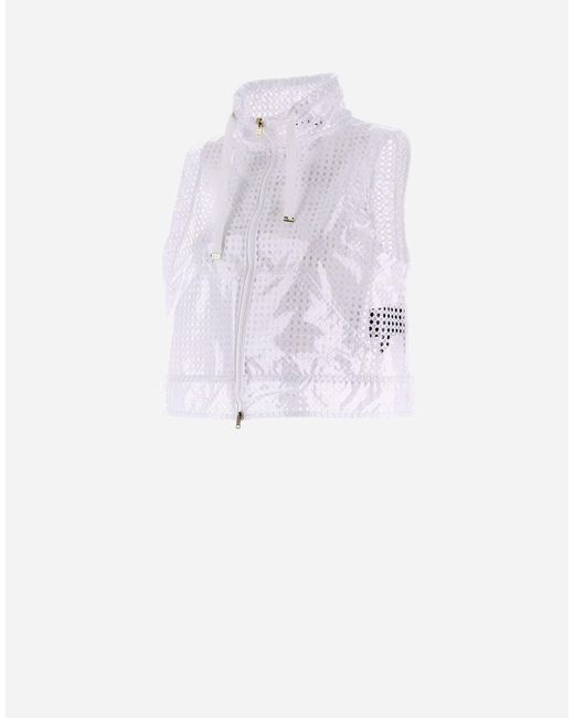 Herno White Chaqueta Sin Mangas De Coated Lace Y Grogrén