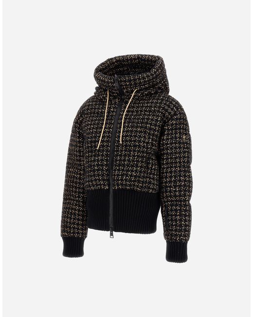 Herno Black Wool Tweed Bomber Jacket