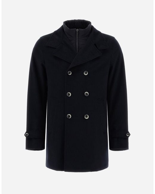 Herno New Wool Cashmere And Nuage Peacoat in Blue for Men Lyst UK