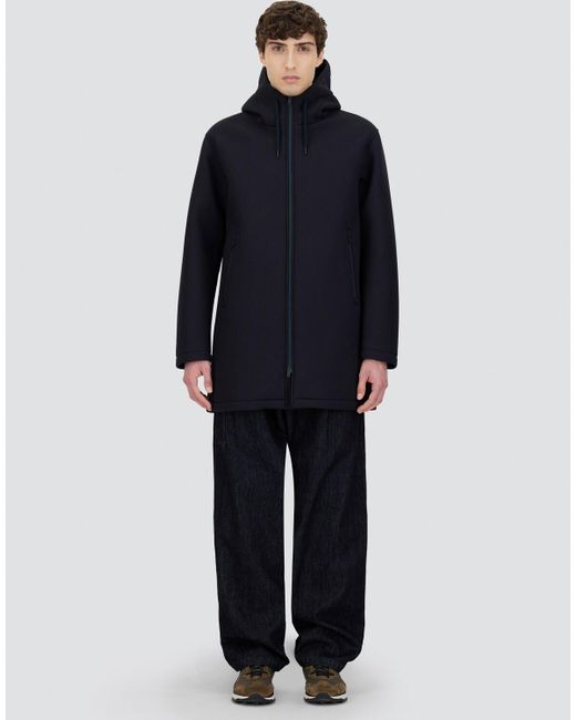 PARKA LUNGO IN 3 LAYER SCUBA di Herno in Blue da Uomo