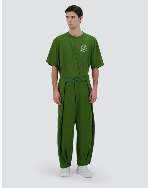 Herno Green Globe Trousers In Recycled Nylon Twill