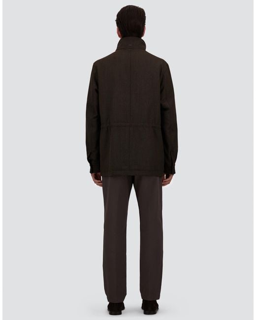 Herno Black Vintage-Effect Wool-Blend Field Jacket for men