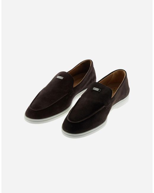 Herno Black Suede And Monogram Loafers for men