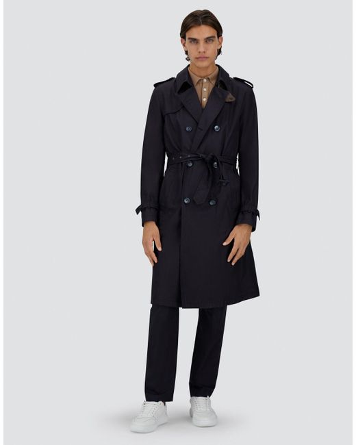 TRENCH IN DELON E MONOGRAM di Herno in Blue da Uomo