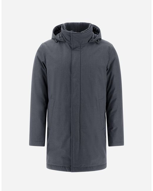 Herno Blue Chaquetón De New Business Y Nylon Ultralight for men
