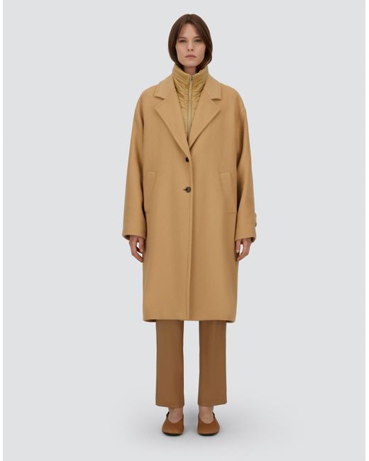 Herno Natural Coat In Velour Wool Cloth And Nylon Ultralight
