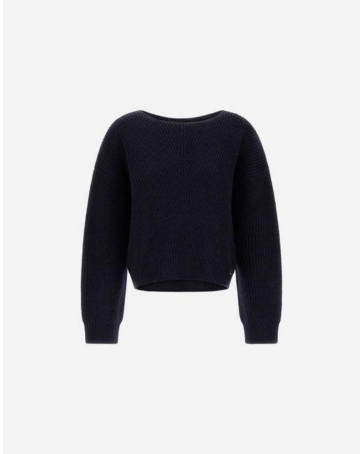 Herno Blue Wool Sweater With Raised Knit
