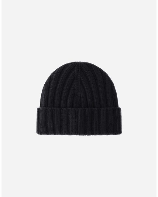 Herno Black Ribbed Wool Beanie