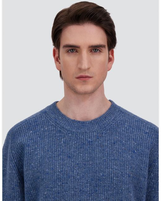 Herno Blue Cashmere And Wool Fisherman's Rib Sweater for men