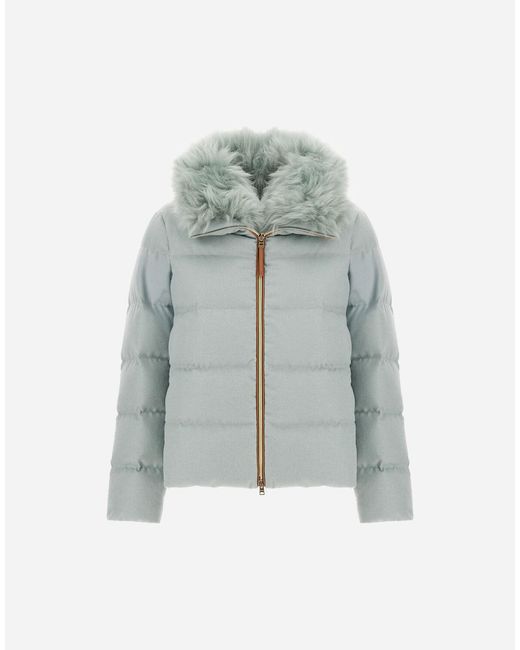 Herno Blue Cashmere Silk And Monogram Jacket