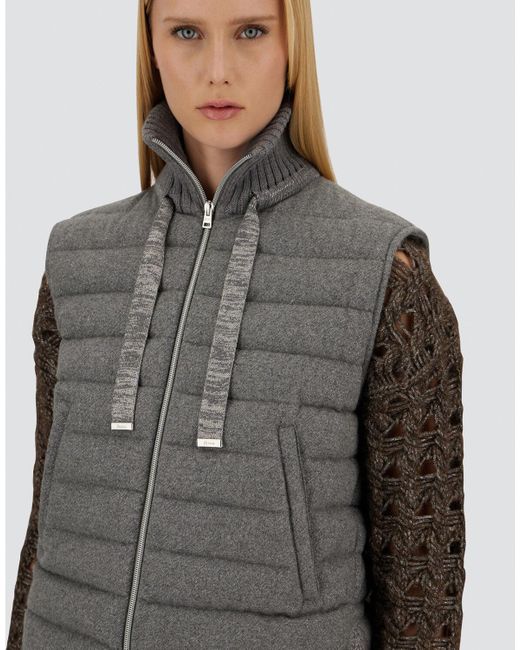 Herno Gray Weste Resort Aus Lucent Cashmere Wool