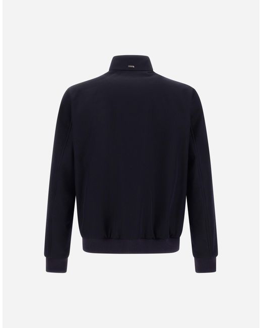 Herno Blue Fine Wool Bomber Jacket for men
